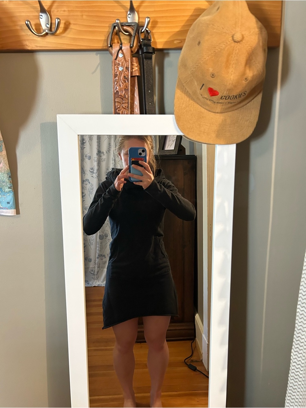Black Long-Sleeve Hoodie Dress